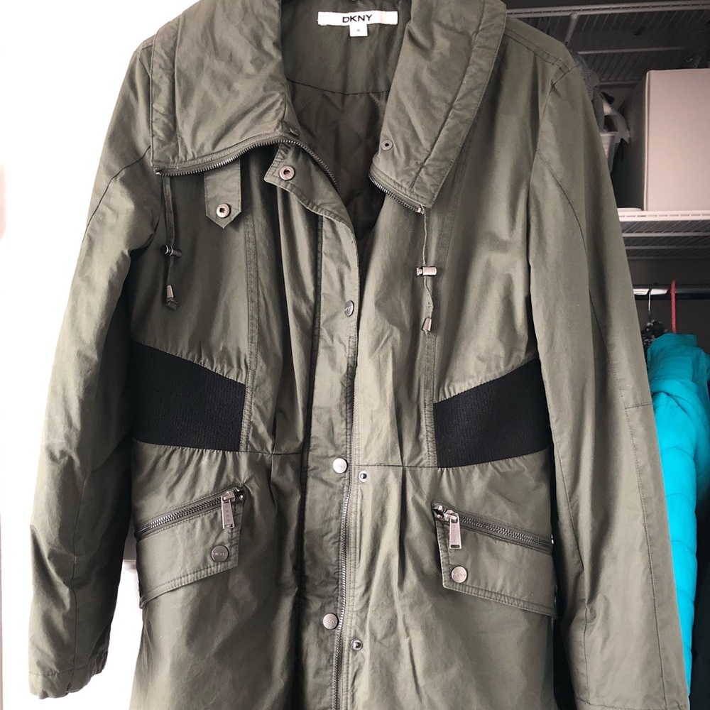 DKNY green knee length jacket